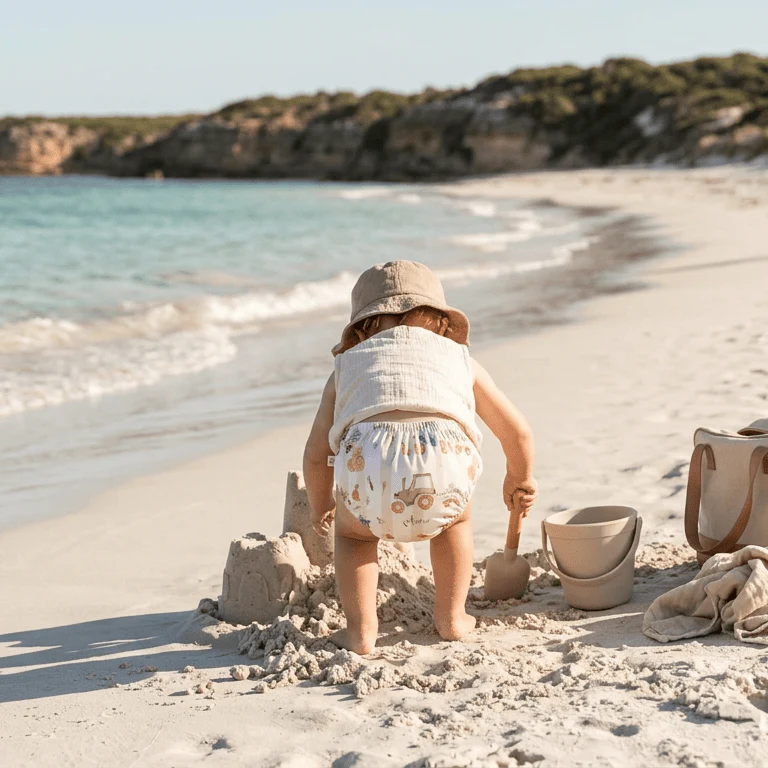 One-Size Reusable Mimi® Swim Nappy | Tractor - Image 2