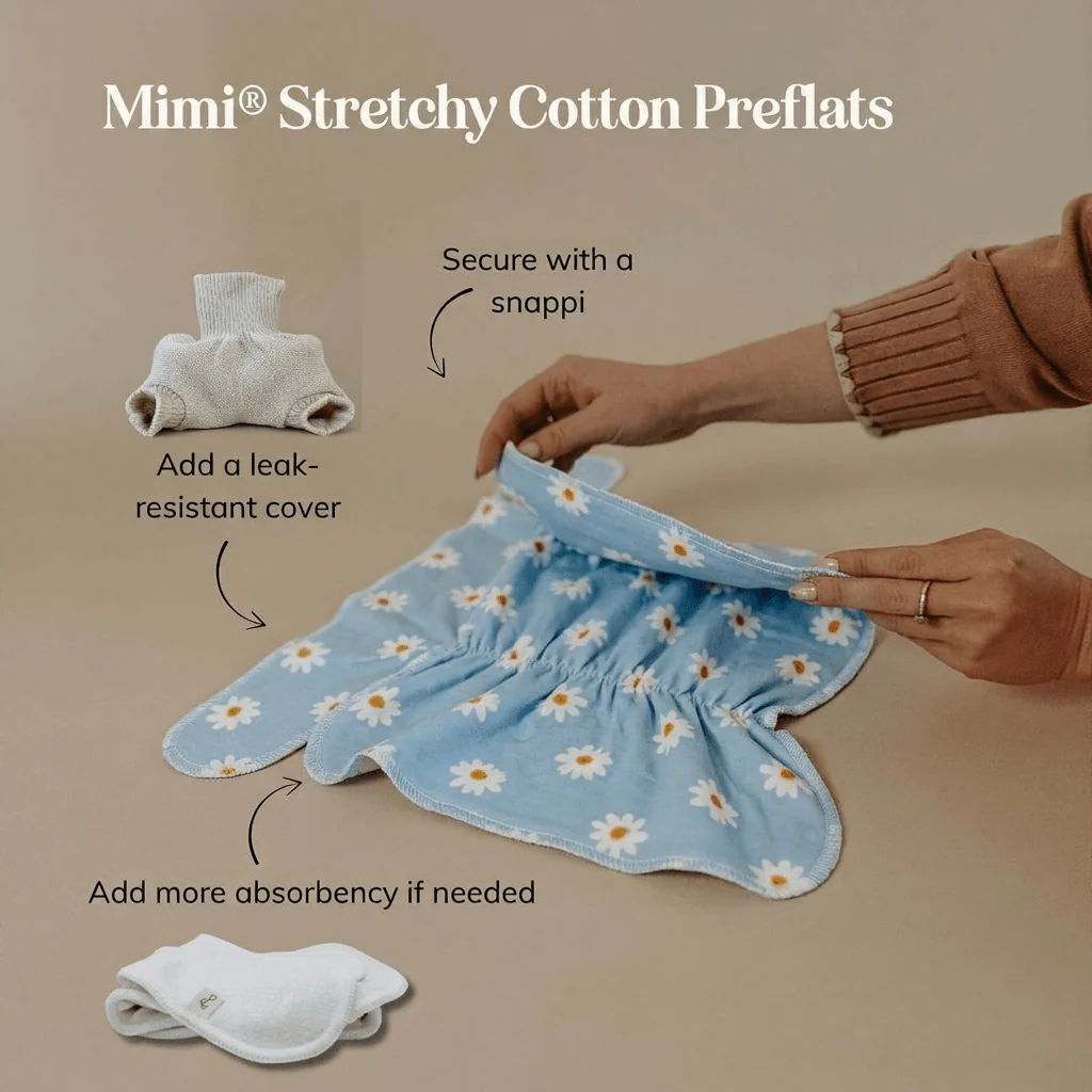 One-Size Stretchy Cotton Preflat | Blue Daisy - Image 4