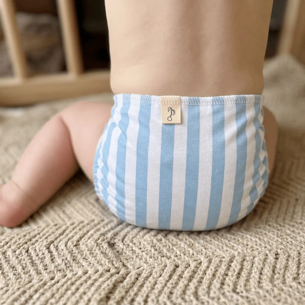 One-Size Stretchy Cotton Preflat | Blue Stripe - Image 3