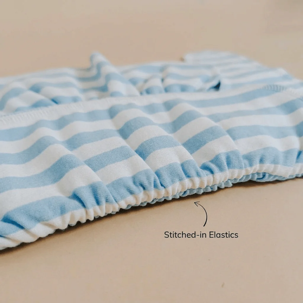 Newborn Stretchy Cotton Preflat | Blue Stripe - Image 3